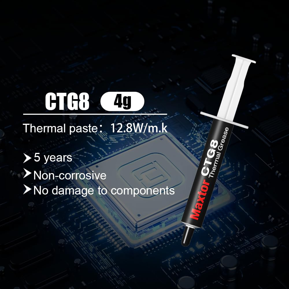 Maxtor CTG8 4 Grams Thermal Compound Paste Heat Sink for Ic/Processor/Cpu/Gpu/All Coolers, 12.8W/M.K Carbon Based High Performance, Thermal Interface Material image number 1
