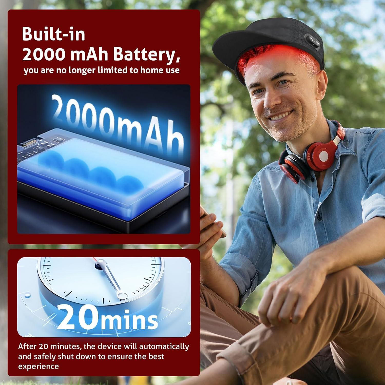 Laser Cap for Hair Growth, Red Light Therapy for Hair Growth, Strengthen Hair Roots, Hair Loss Treatment for Men and Women image number 1