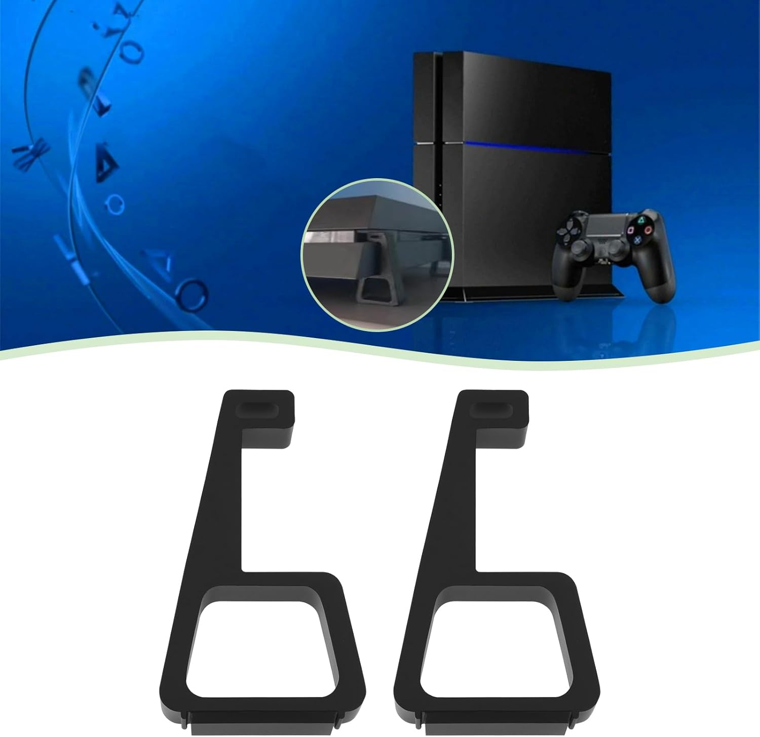 LT Easiyl 4Pcs Game Console Horizontal Holder Simple Feet Bracket Prevent Slip Cooling Feet Slip Feet Stand Compatible with Sony PS4 Slim Black image number 5