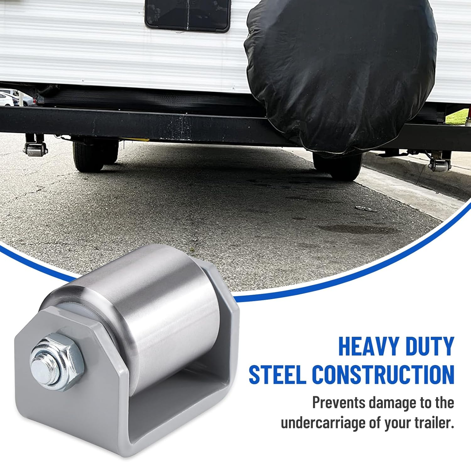 SPARKWHIZ 2" Weld on Trailer Roller Heavy Duty Steel Skid Wheels Caster Roller with for RV Trailers, Motorhome and 5Th Wheels (Pack of 2) image number 6