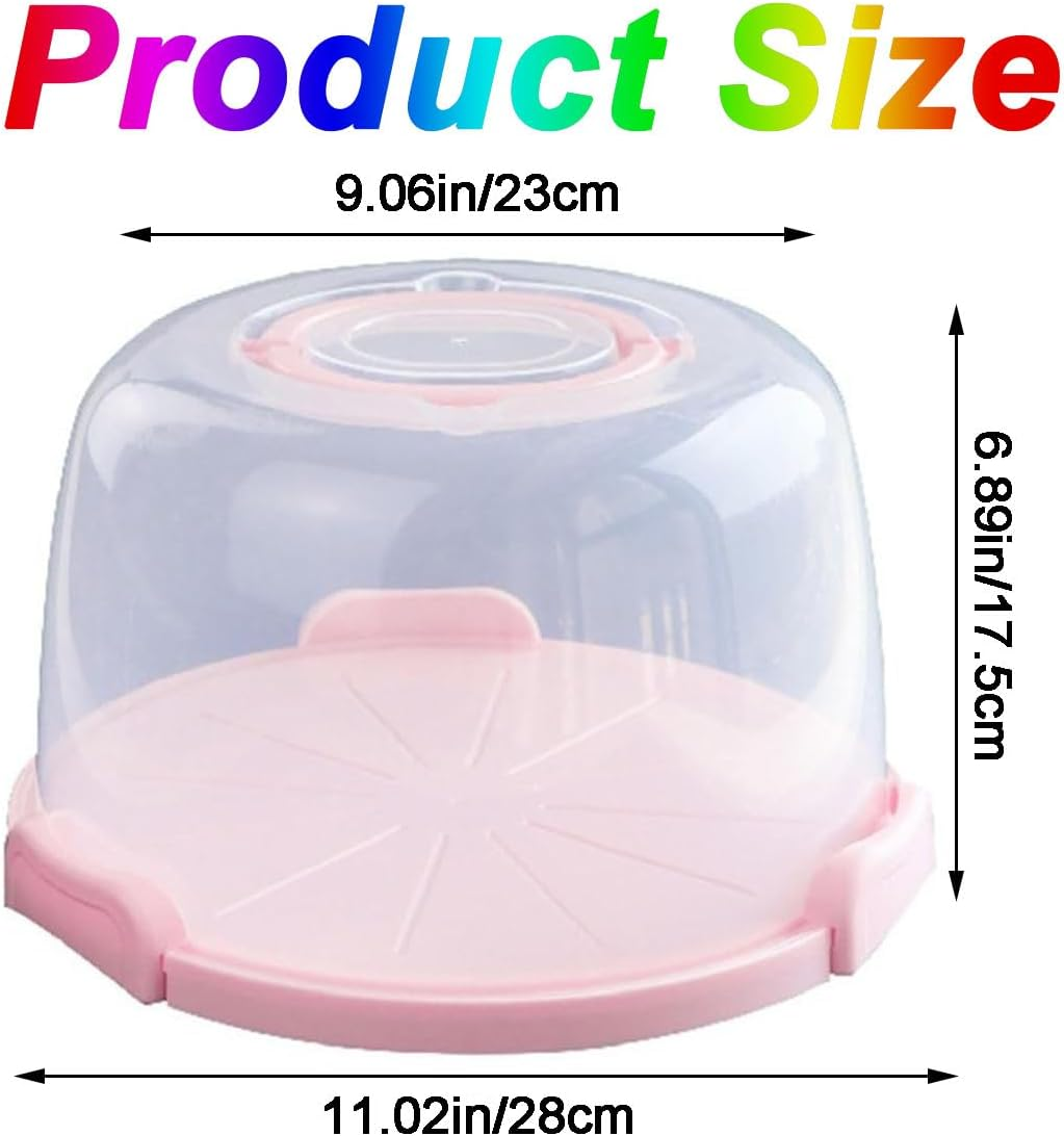 WADY Cake Carrier with Lid and Handle, Bpa-Free Cake Containers Cake Holder for Cake with 2 Handles Cupcake Carrier - Plastic Cover Two Sided Base for Transport Pies Nuts Fruit Perfect Gifts (8 Inch) image number 2