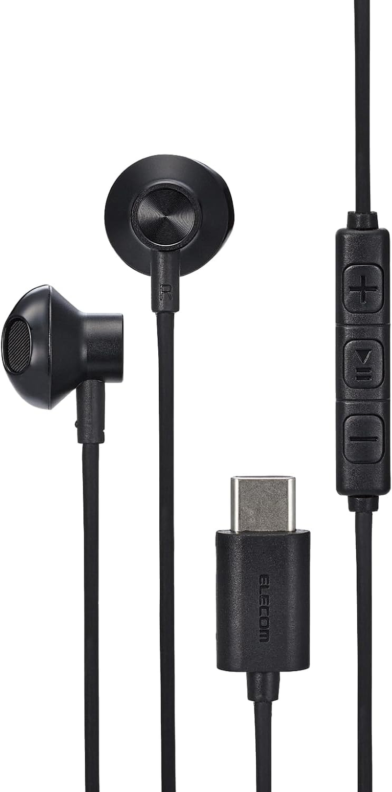 Elecom EHP-DF10IMRD Type-C Earphones with Microphone [Calls Acceptable/Audio Adjustable] Type C Semi-Open Type In-Ear Type Wired Audio and Video Shift, Remote Control, 3.9 Ft (1.2 M) Red