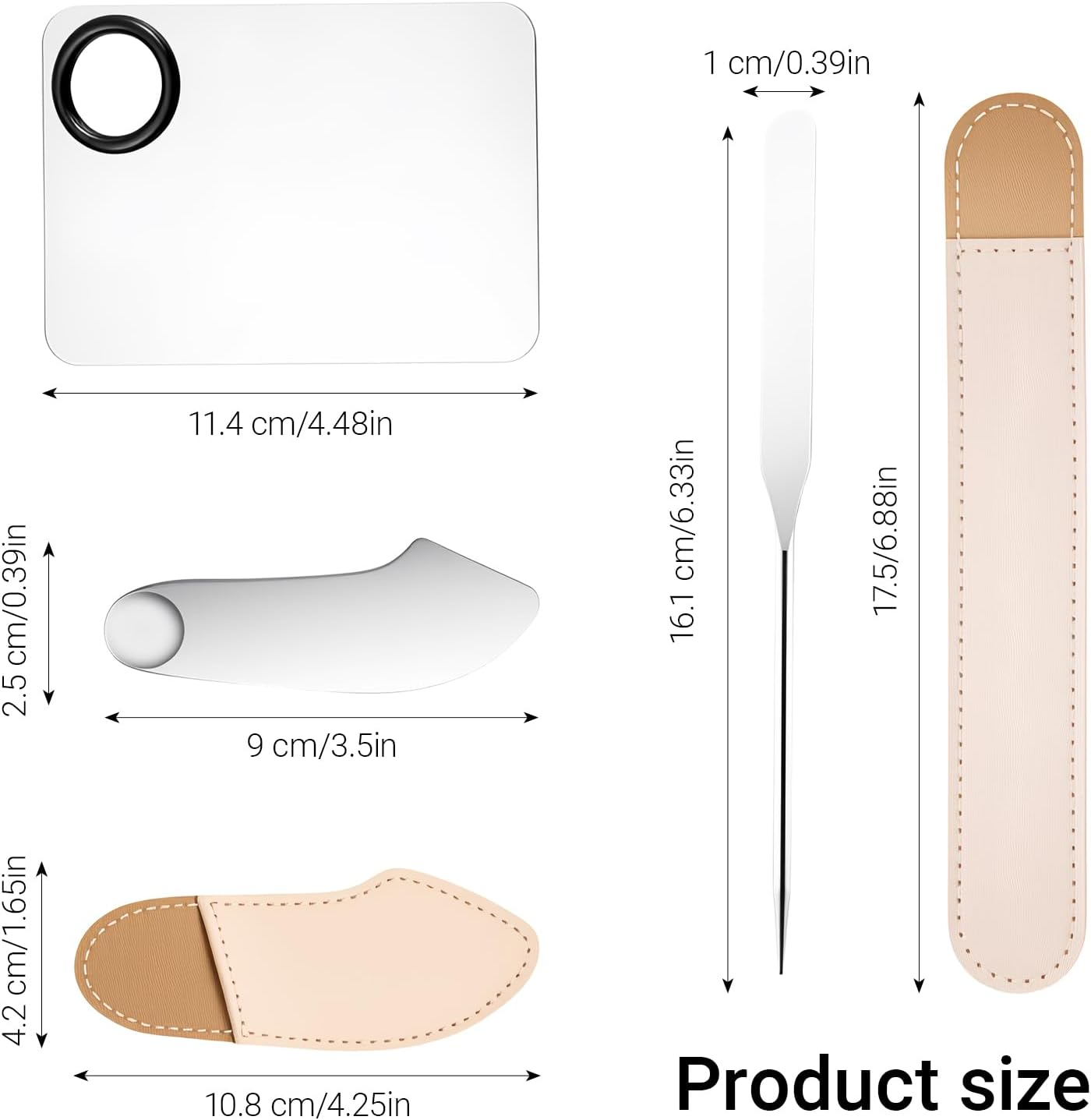 INCAUCA Foundation Mixing Palette with Make up Spatula Tool, Metal Makeup Mixing Tray Mixer, Foundation Plate for Liquid Makeup, Nail Blending, Cosmetic Scoop Skin Scraper for Skincare Facial Beauty image number 5