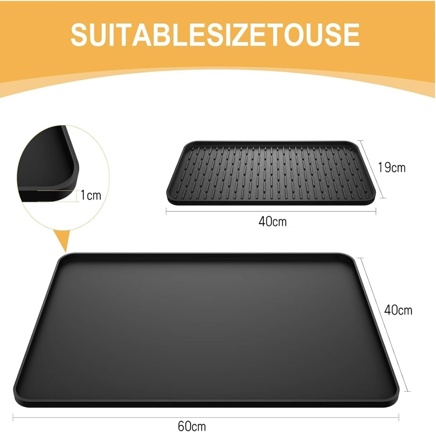 Silicone Coffee Mat with Detachable Dish Drying Mat for Kitchen Countertops, Coffee Bar, Accessories Fit under Coffee Maker Machine Coffee Pot Espresso Machine Dish Rack (Black, A) image number 1