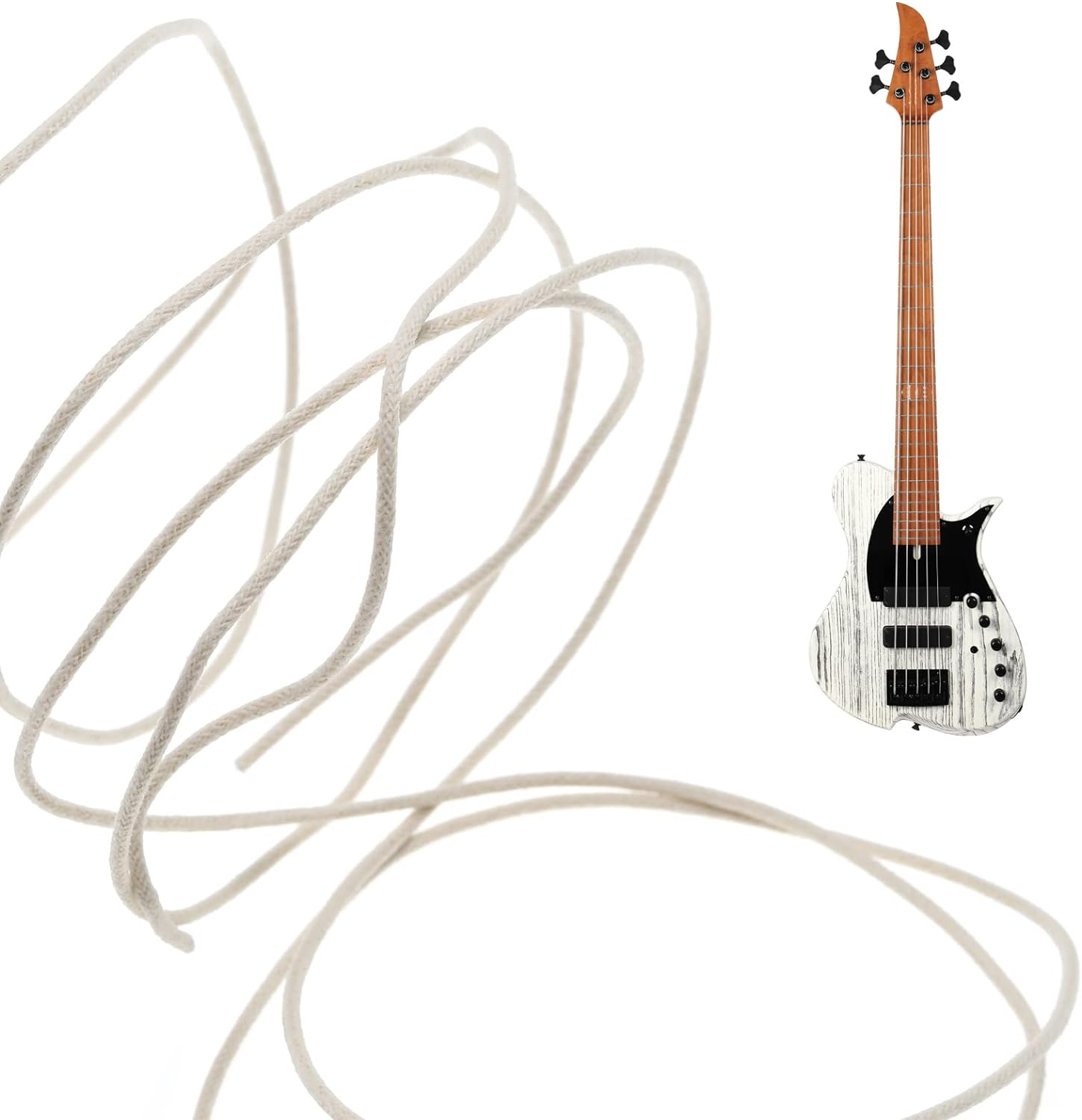 4PCS Guitar Wire 1M/ 39.3" Vintage-Style Waxed Cloth-Covered Pushback Guitar Pickup Cable for Electric Guitars Pickup Replacement Parts (2 Black & 2 White) image number 2