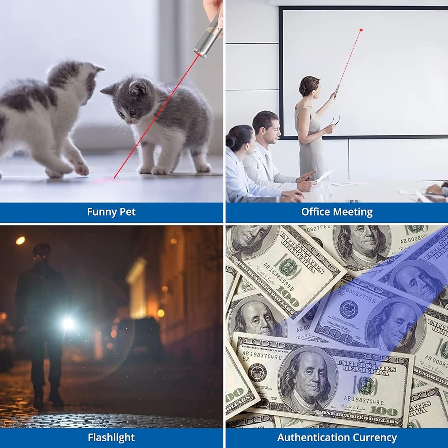 Cat Laser Pointer Toys: Rechargeable 3 Color Lights 5 Patterns, Cats Dogs Interactive Pet Toys for Playing Exercise Chaser Toys, Cat Lovers Gift image number 1