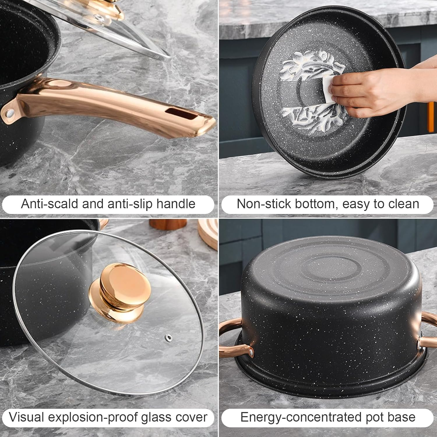 Pots and Pans Set Nonstick, 12 Piece Cookware Sets, Medical Stone Induction Cookware, Non Stick Kitchen Cooking Set for All Stove Tops (PFAS, PFOS, PFOA Free) image number 1