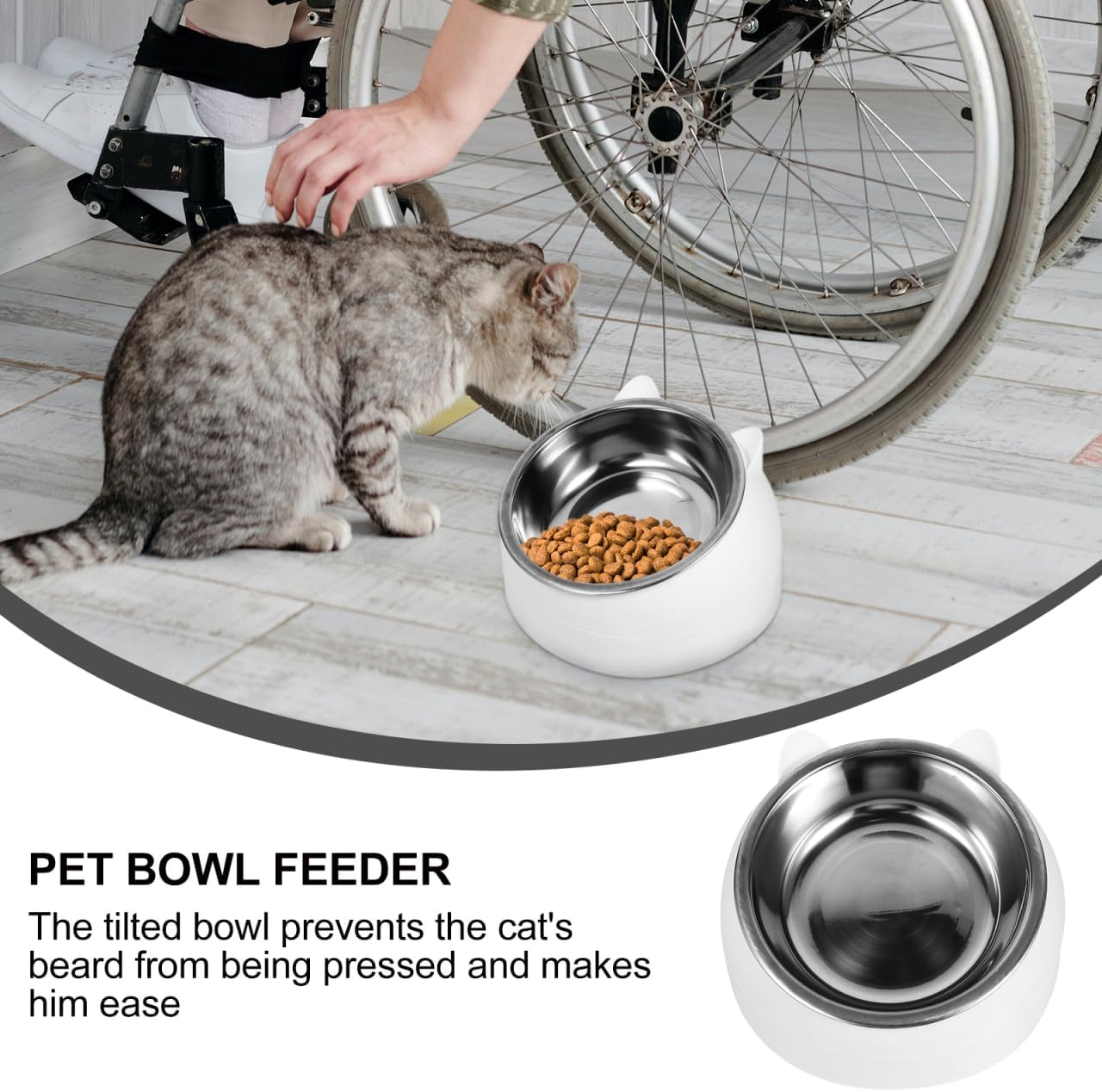BESPORTBLE Elevated Pet Bowl: Tilted Dog Bowl for Small Dogs & Cats - Detachable Stainless Steel Inner Raised Cat Water Cup Neck Protection for Pets, 200Ml image number 1