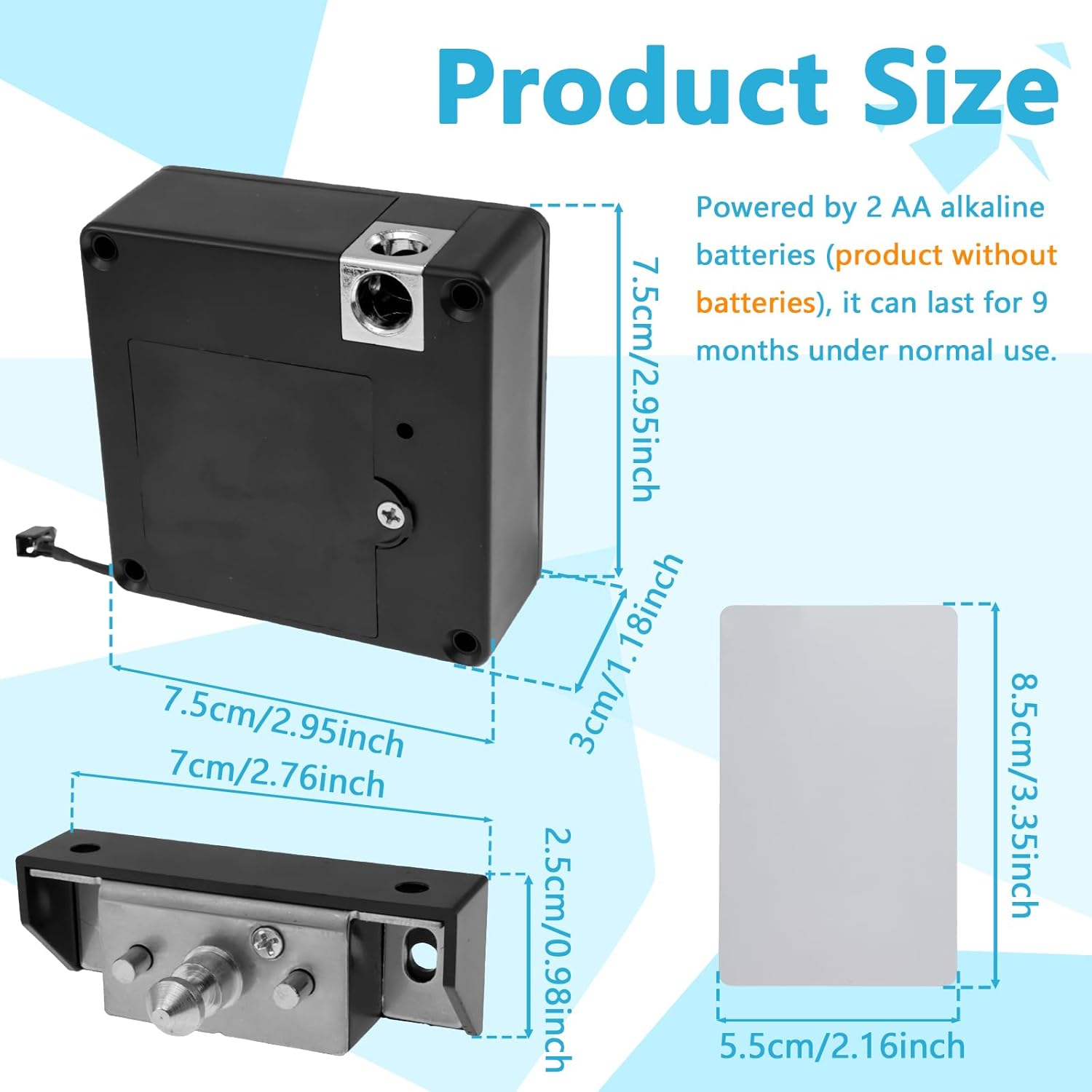 Smart Cabinet Lock, Hidden Cabinet Lock with 2 Cards, Intelligent Electronic Drawer Lock, No Drill Invisible Cabinet Lock, Keyless Cabinet Drawer Lock Set for Drawer Cabinet