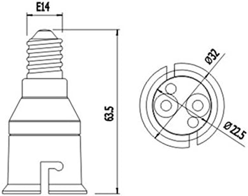 E-Simpo&reg; 5-Pack E14 to B22 Adapter, E14 Lamp Base (Male Part) to B22 Lamp Holder (Female Part) Converter, CE Rohs Z1044 image number 3