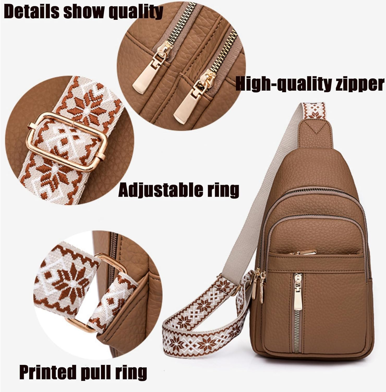 Wbougisay Crossbody Bag - Anti-Theft Embroidery Solid Color Crossbody Bag for Daily Travel - Black image number 5