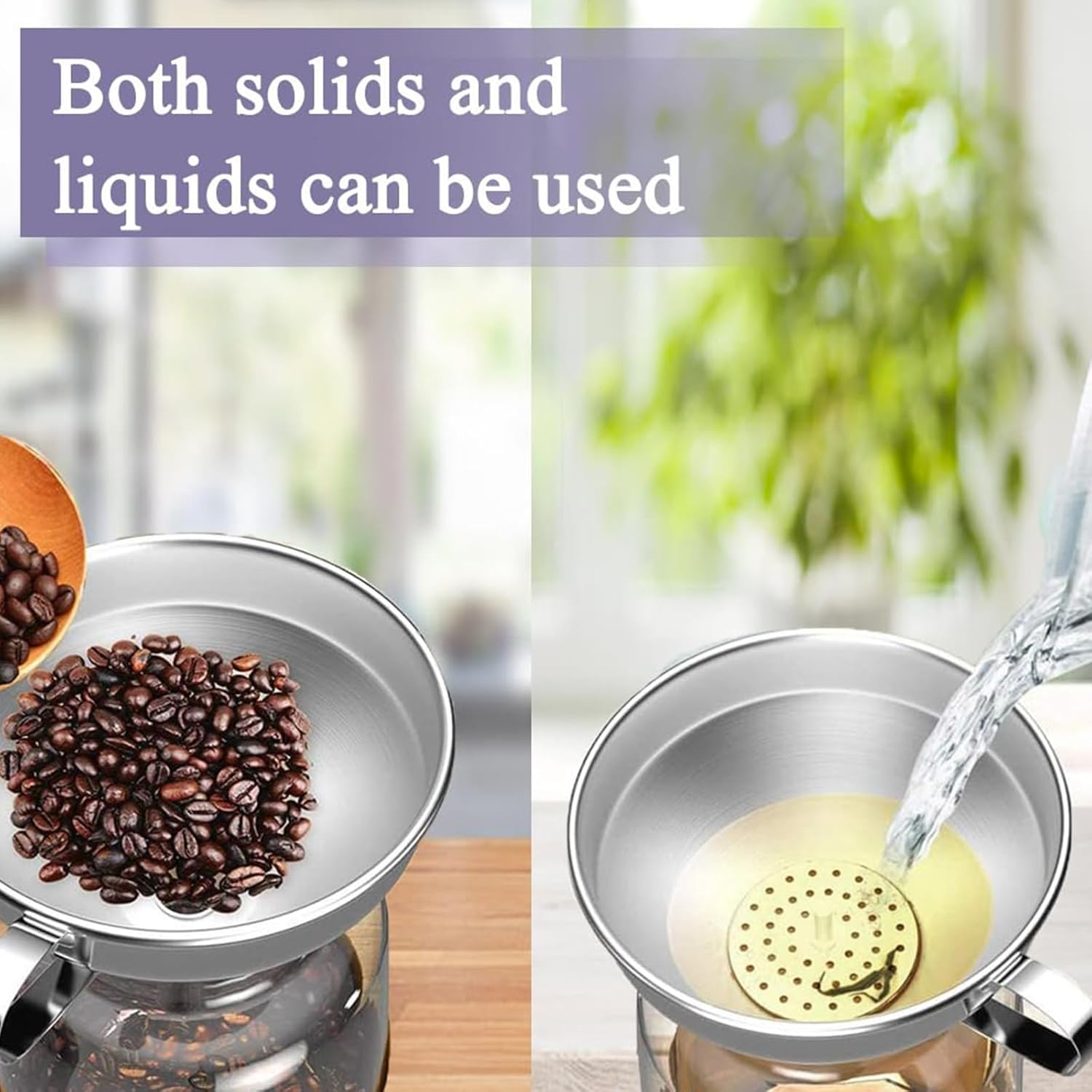 Funnels Stainless Steel Kitchen 13 Cm with Handle, Detachable 200 Mesh Food Strainer and Stainless Steel Filter Strainer, Cleanning Brush for Filter Liquid, Oils, Powder, Juice, Jam image number 4