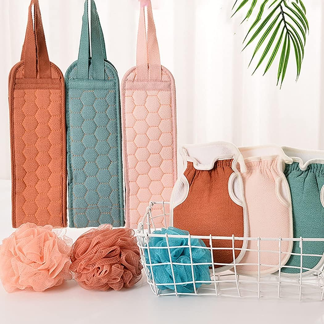 Lnrueg Mesh Bathroom Adults Elderly Handle Body Washer Dual-Sided Lengthen Soft Long Gentle Back Scrubber with Glove & Shower Ball image number 3