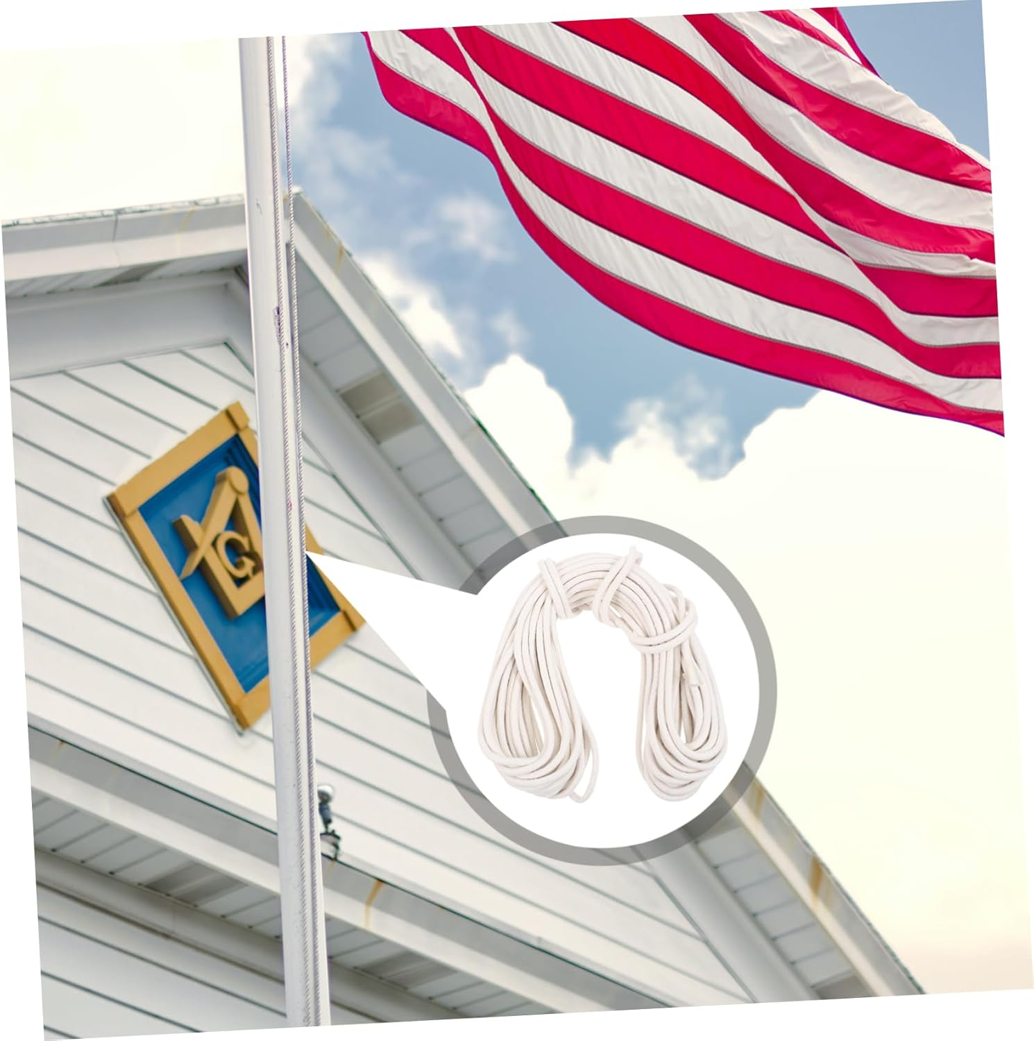 MERRYHAPY Flag Rope 6Mm Cotton Braided for Flagpole Clothesline Camping 20M Length Lightweight Sturdy