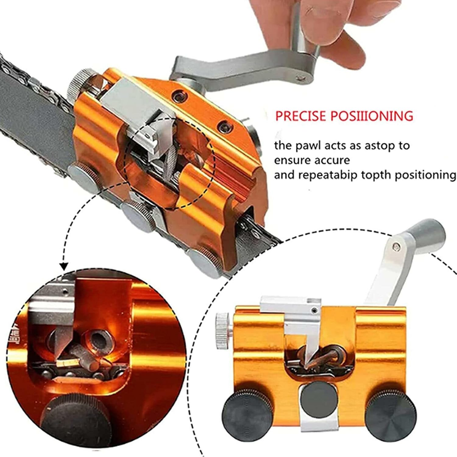Upgrade Chainsaw Chain Sharpening Jig, Chain Saw Blade Sharpener Kit, Portable Hand Crank with 3Pc Grinding Rod, Suitable for 10-20" Chain Saws image number 5