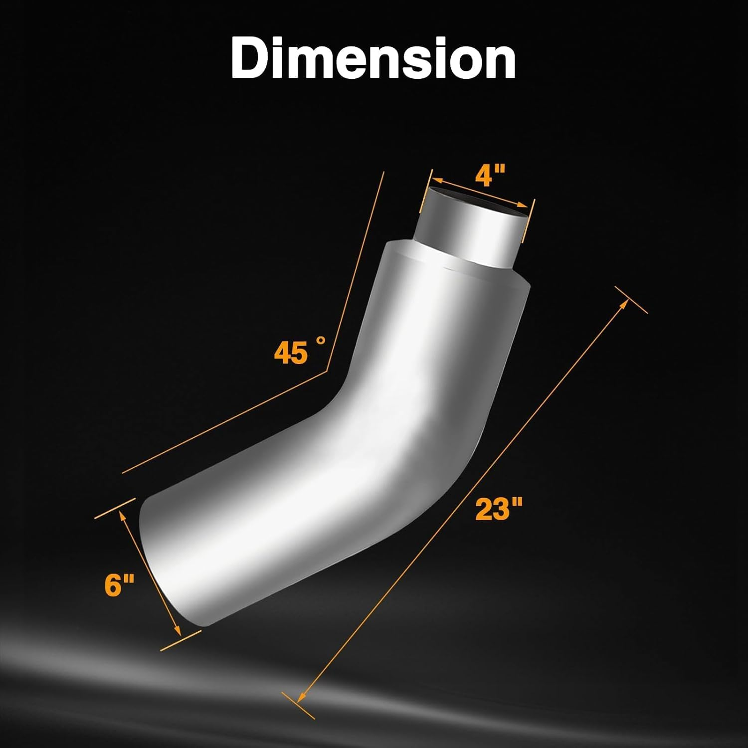 KPALAG 4 Inch Diesel Exhaust Elbow Tip 304 Stainless Steel Polished Exhaust Pipe Elbow 4&rdquo;Inlet to 6&rdquo; Outlet 23" Overall Long Side Exit Exhaust Tip Compatible with Pickup Truck image number 2