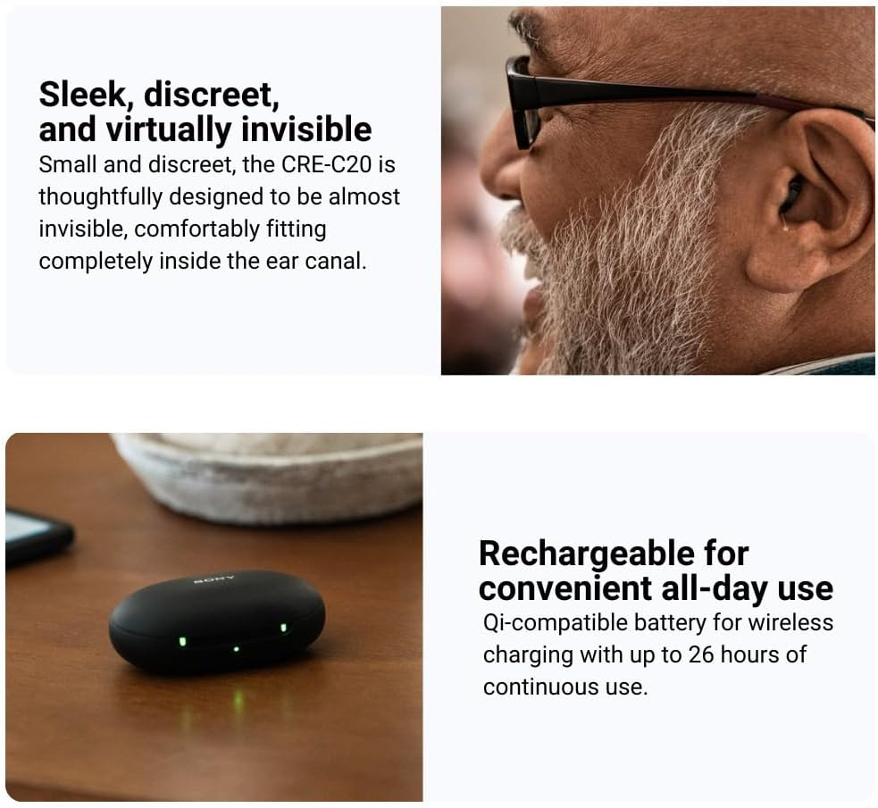 Sony CRE-C20 Self-Fitting OTC Hearing Aids Bundle with Sony CRES2VS Vented Sleeves (Small, 3-Pair) and Sony CRES2VX Vented Sleeves (Extra Small, 3-Pair) (3 Items) image number 3