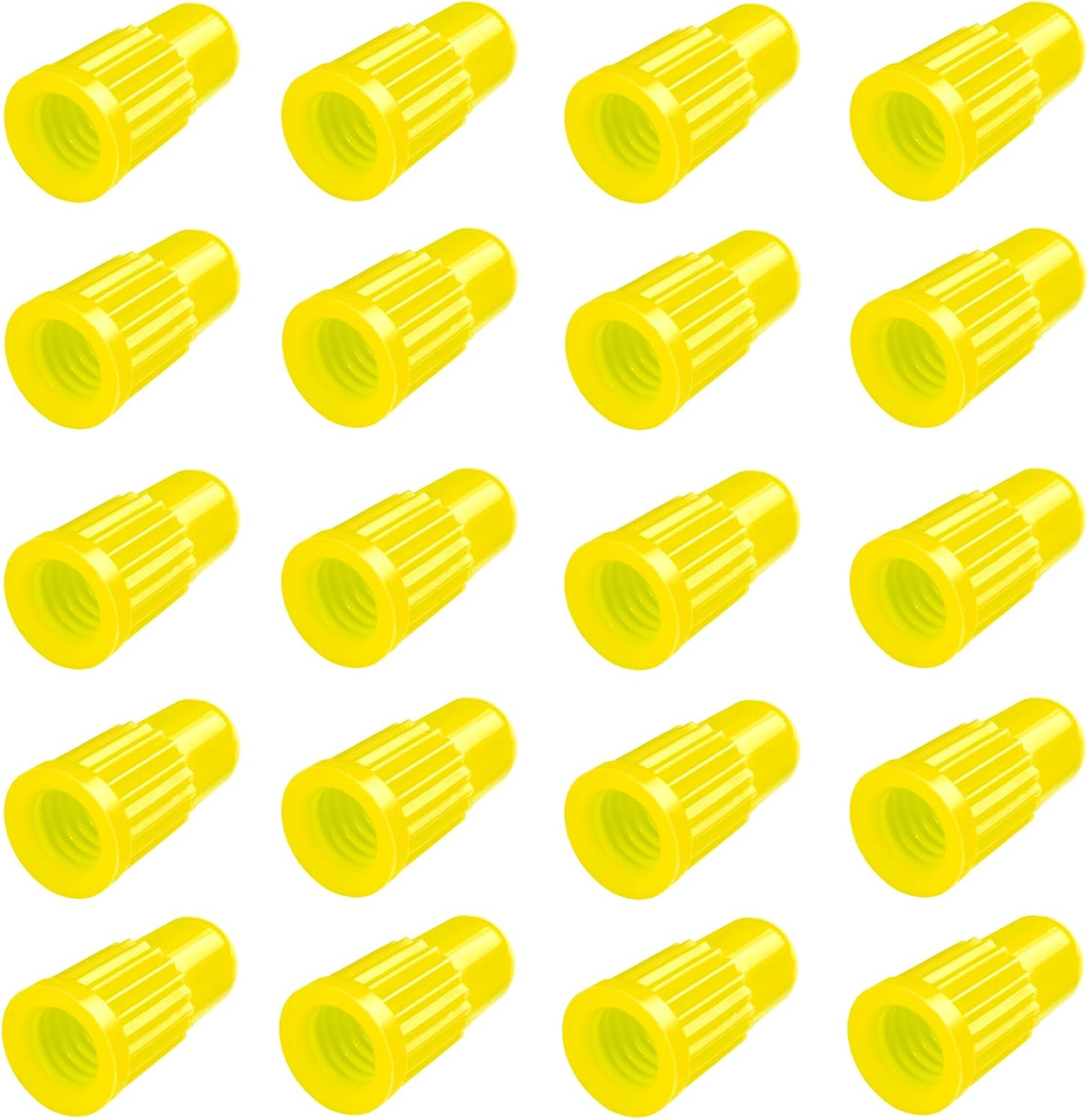 Yellow Presta Valve Caps for Bicycle Plastic Tire Valve Stem Covers - Air Valve Stem Covers for MTB Mountain, Road Bike Tires (20 Pack)