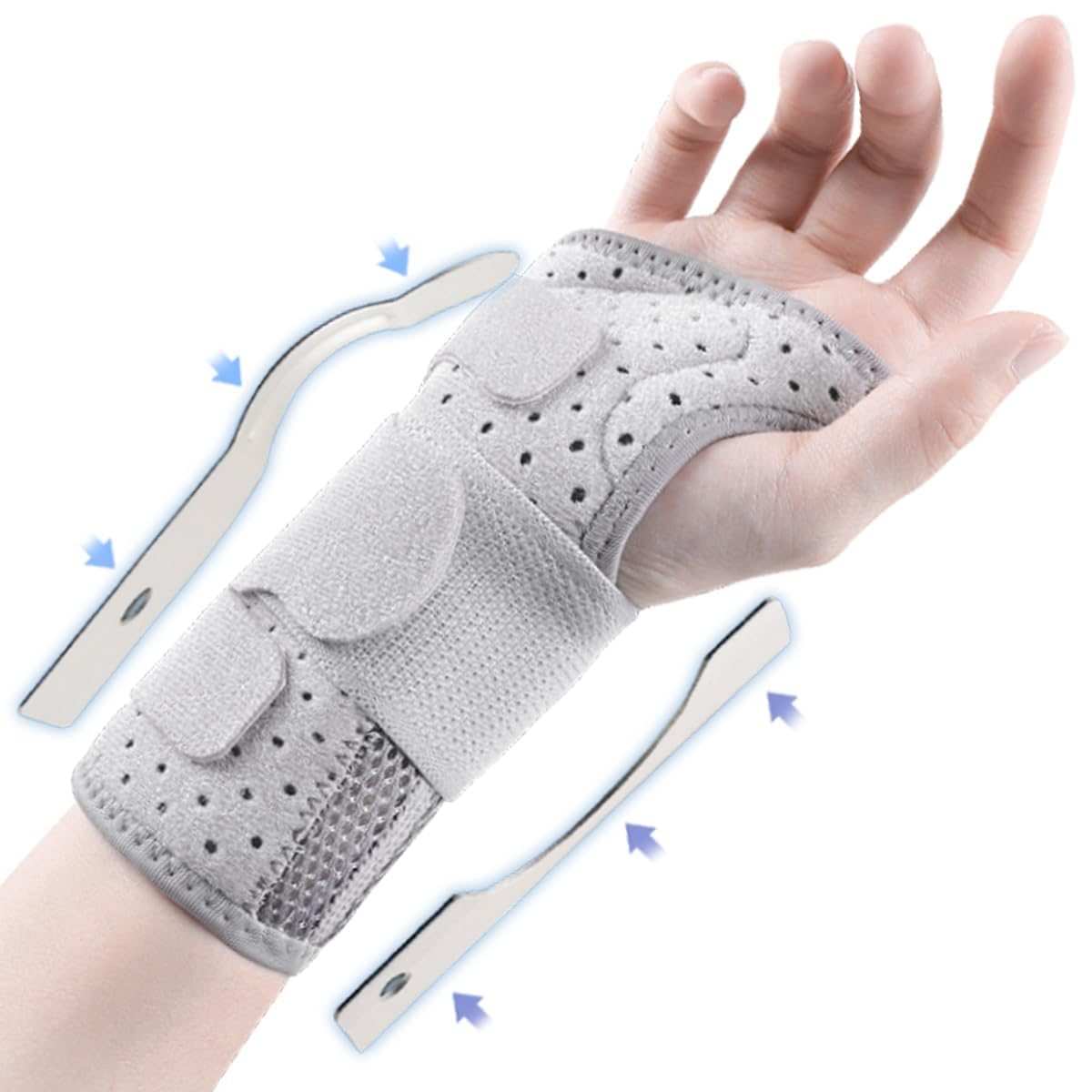 Carpal Tunnel Wrist Brace Night Support with Splints Right Hand, Hand Brace for Arthritis, Tendonitis, Sprain, Injuries, Wrist Pain Relief, Wrist Immobilizer Adjustable Straps and Breathable for Women and Men