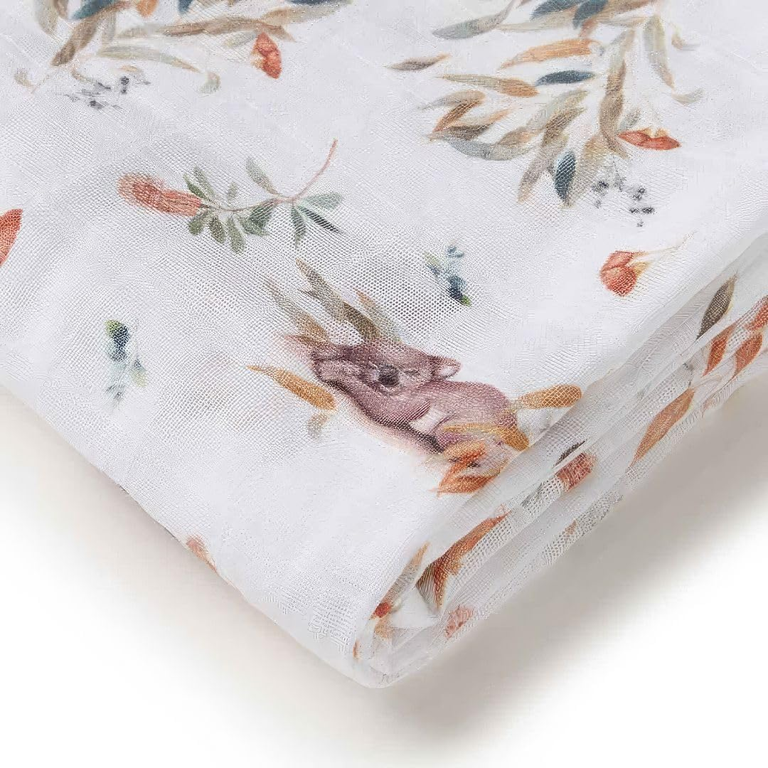 Snuggle Hunny Baby Swaddle Wrap - Soft Organic Cotton, Non-Stretchy Fabric Muslin, Multi-Purpose Baby Wrap for Swaddling &ndash; Ideal for Pram Cover, Koala - Navy image number 7