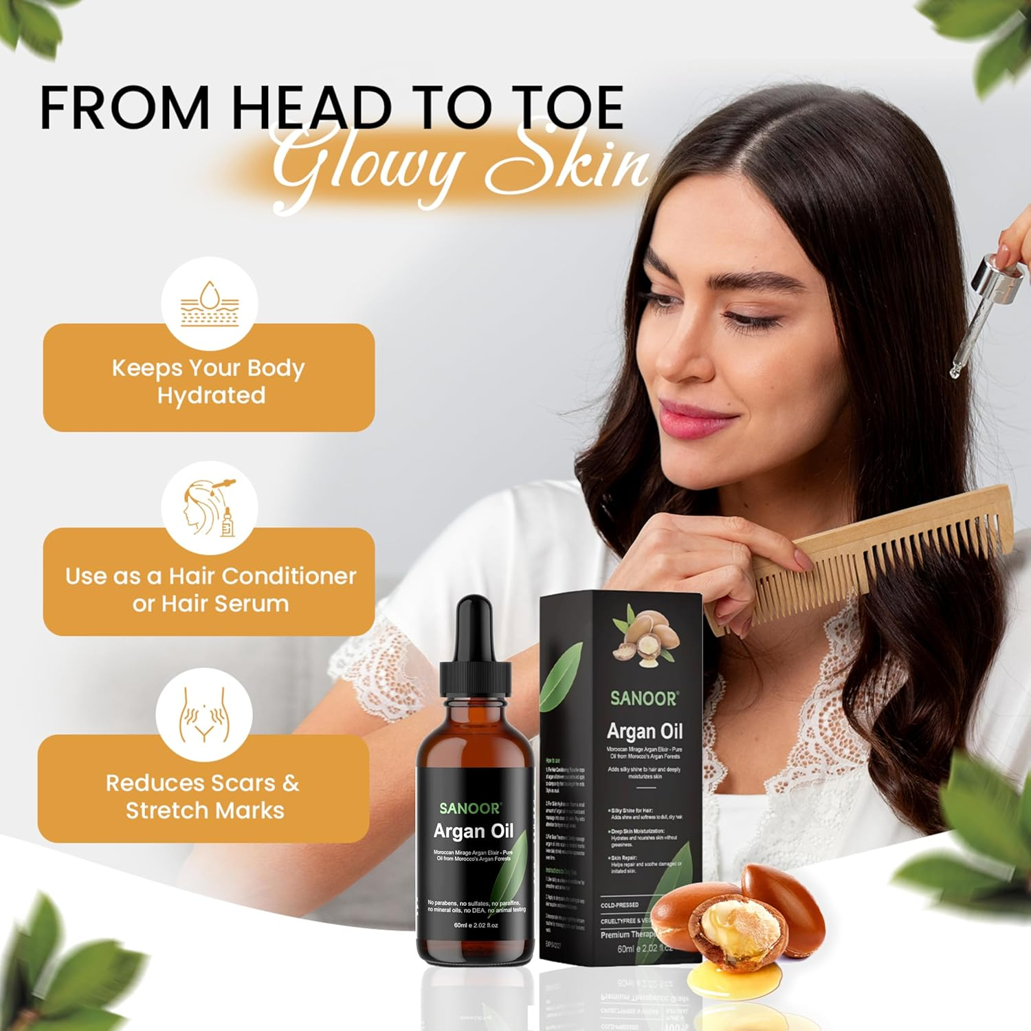 Moroccan Mirage Argan Elixir - Pure Oil for Luxurious Skin & Hair Care | Hair Conditioning | Skin Hydration | Scar Treatment | 60Ml 2 Fl.Oz image number 2