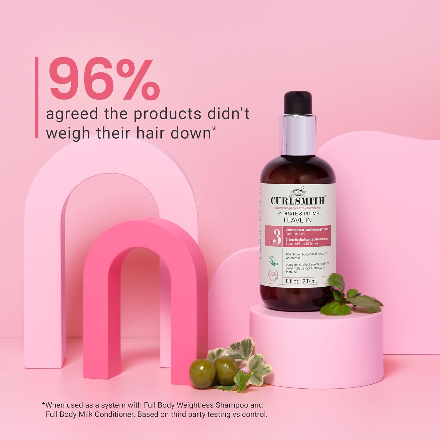 CURLSMITH - Hydrate & Plump Leave in Hair Conditioner, Volumizing and Nourishing for Wavy, Curly or Coily Hair, Vegan (237Ml/8Fl Oz) image number 5