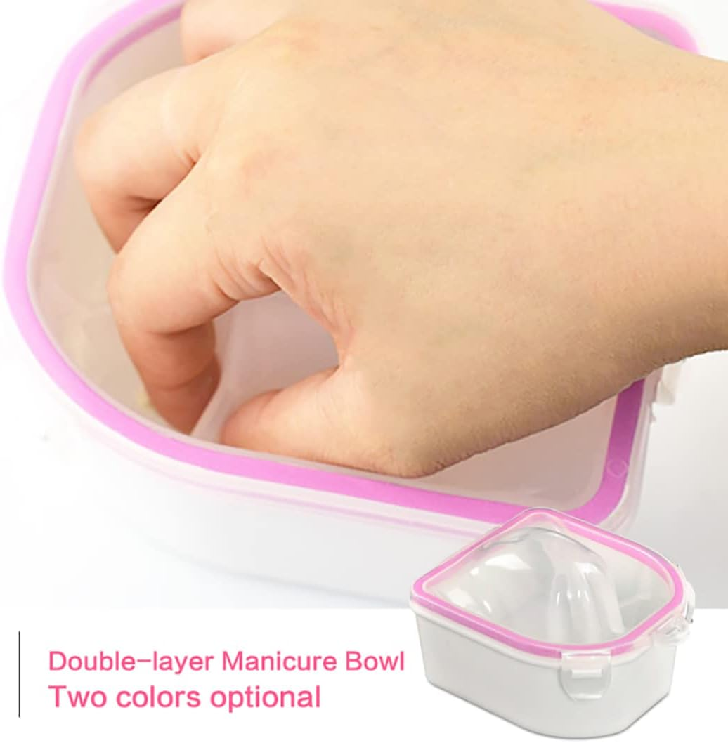 KUYYFDS Professional Acetone Resistant Double Layer Nail Spa Bowl Nail Polish Remover Manicure Tool for Salon or Home Use Polish Remover image number 6
