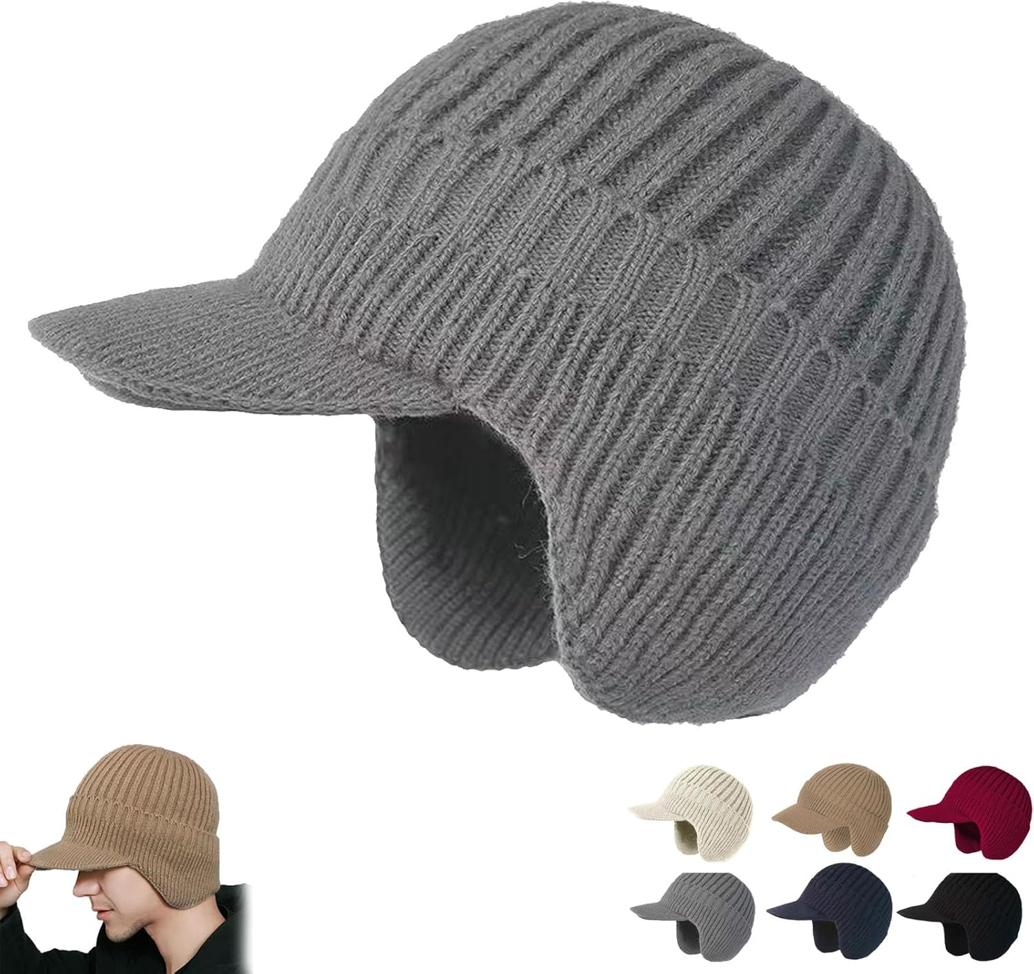 Joyhnny Cozyhead Beanie,Johnny Cozy Head Beanie,Sherum Winter Warm Caps with Brim,Warm Ear Protection Fleece Knitted Hat