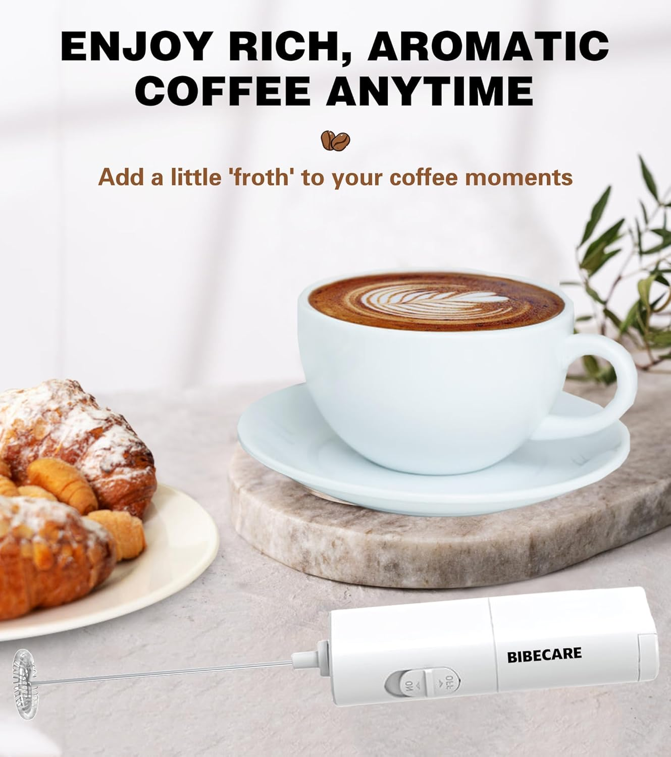 Milk Frother Handheld Powerful Mixer Mini Hand Blender for Perfect Lattes, Cappuccinos More-Portable Stainless Steel Whisk, Ideal for Frappe, Hot Chocolate, Coffee Creamer&Matcha - Pink image number 2