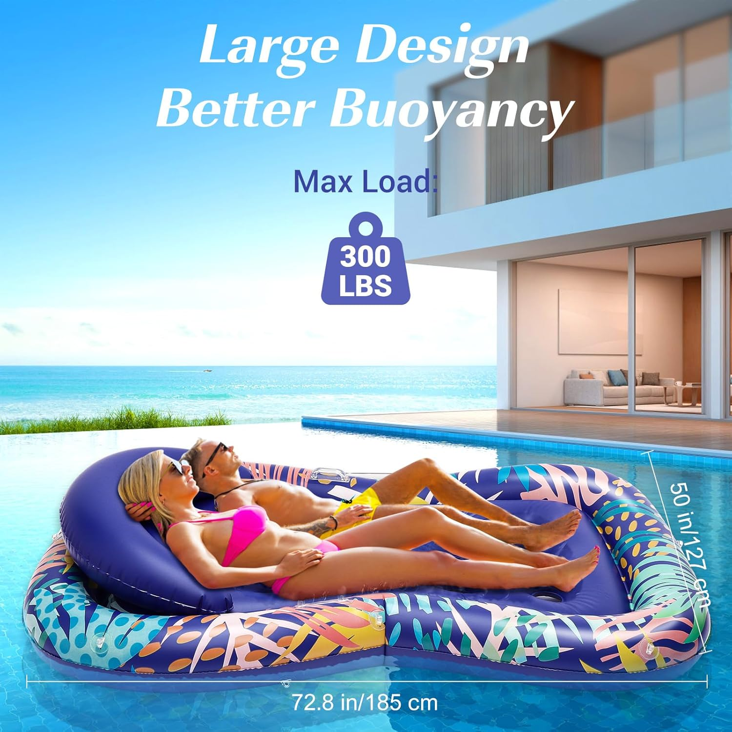Heysplash Inflatable Pool Air Mattress with Cup Holder, Pool Inflatable Bed in Mermaid Tail Shape Summer Pool Toy Portable Large Inflatable Tanning Pool Outdoor Floating Rafts image number 4