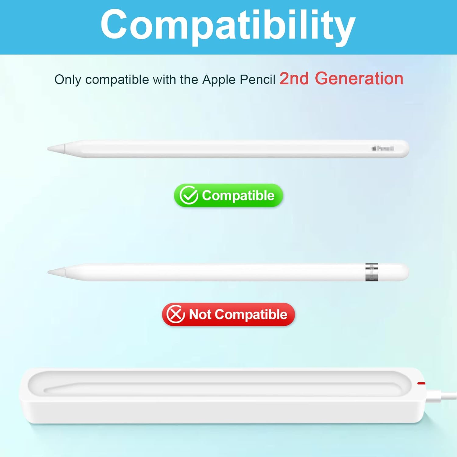 Charging Case Compatible with Apple Pencil 2Nd Generation Only, Magnetic Charging Stand for Ipad Pen 2Nd Gen with USB Cable