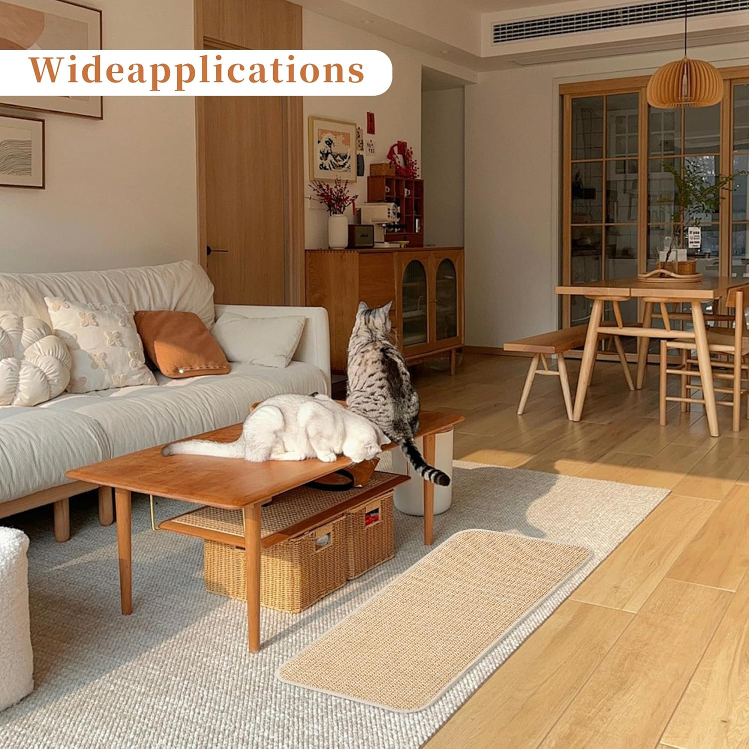 Pack of 3 Cat Scratching Mats, Sisal Cat Scratching Boards, 50 X 25 Cm, Cat Scratching Board, Durable, Suitable for Sofa Furniture Doors to Prevent Cat Scratches and Protect Carpets and Walls image number 6