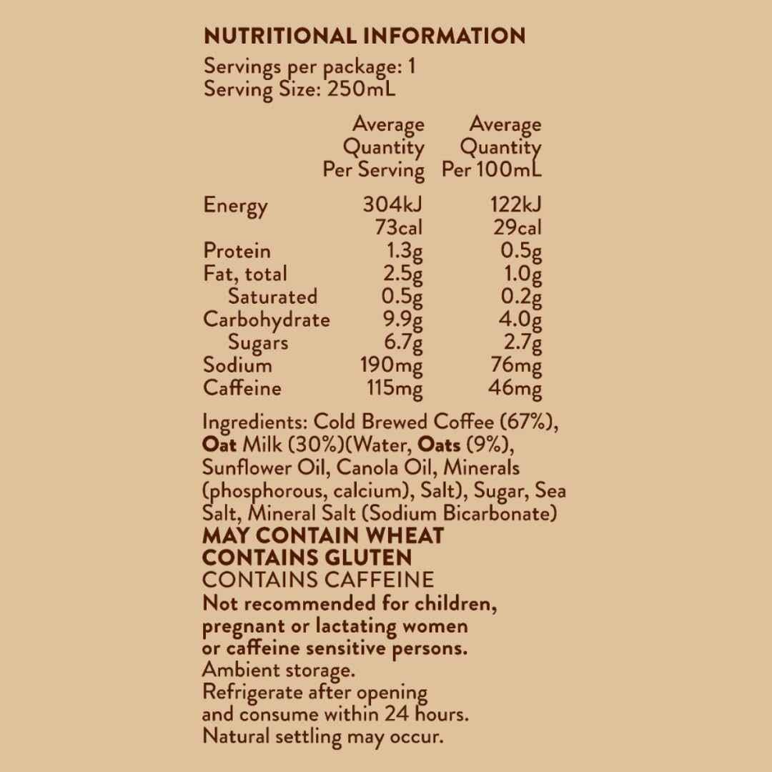 Kind Coffee Iced Oat Milk Latte - Cold Brew Ready to Drink Coffee, No Artificial Colours or Flavours, 250Ml (Pack of 12) image number 1