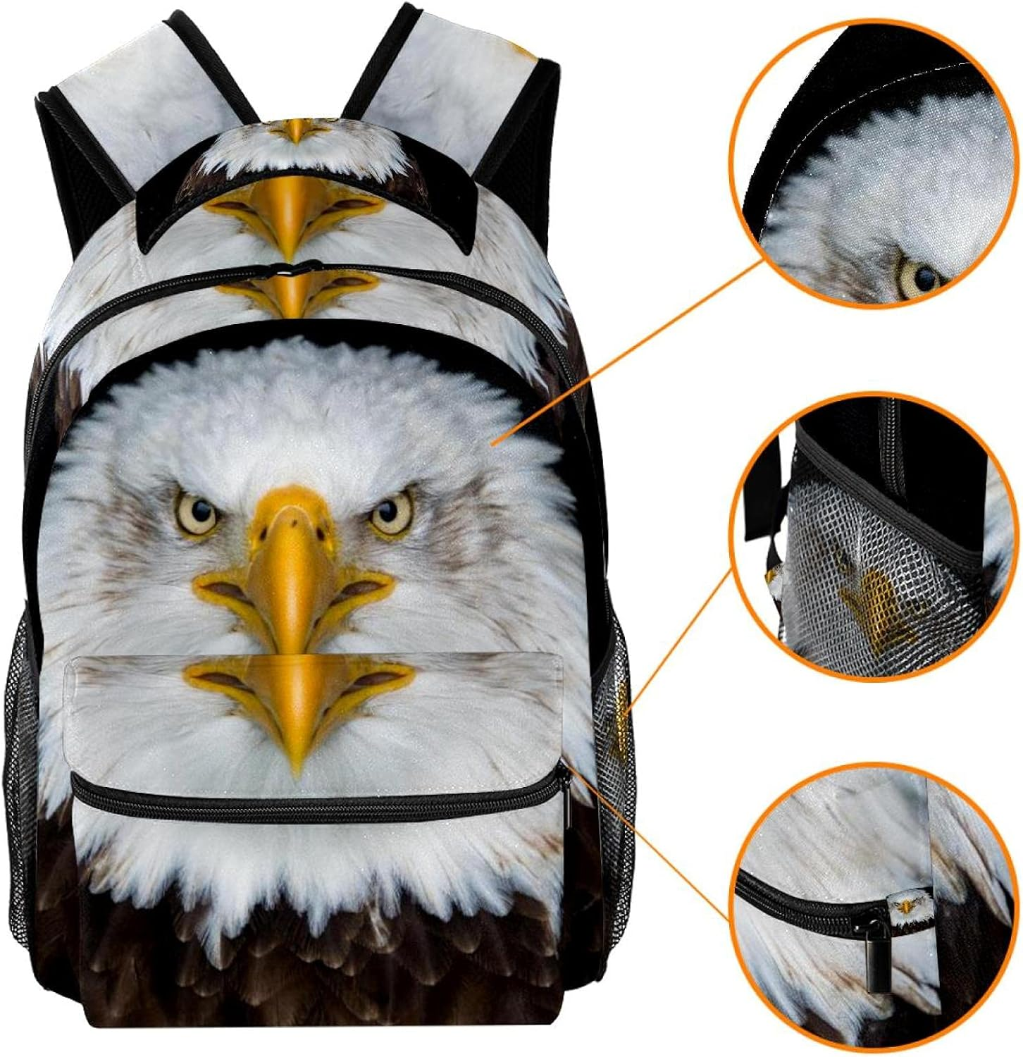 Bald Eagle Backpack Students Shoulder Bags Travel Bag College School Tote Backpacks image number 2