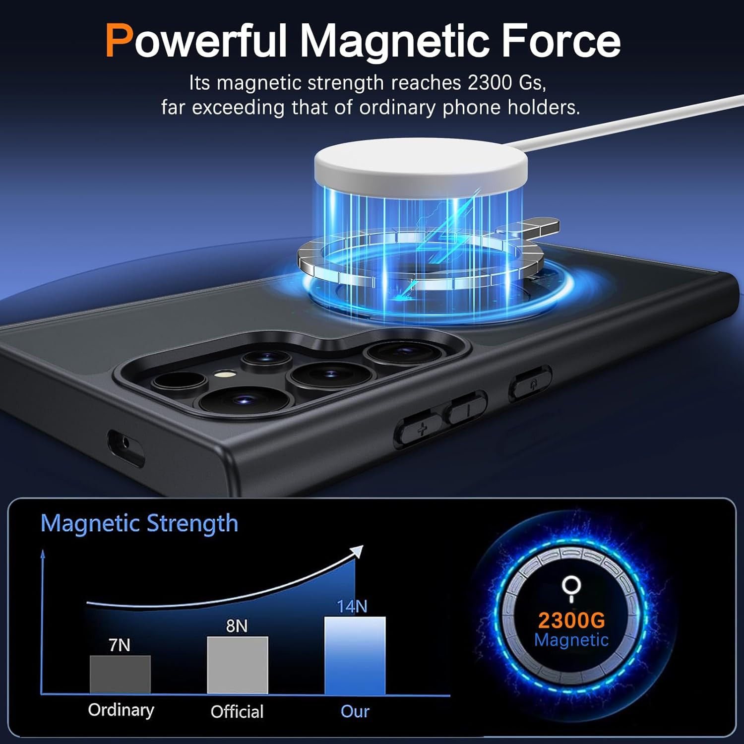 Telaso Case for Samsung S24 Ultra, Magnetic Translucent with Built-In Stash Stand Cover Compatible with Magsafe Shockproof Protective Phone Case with Hard Back TPU Cover for Samsung S24 Ultra, Black image number 5