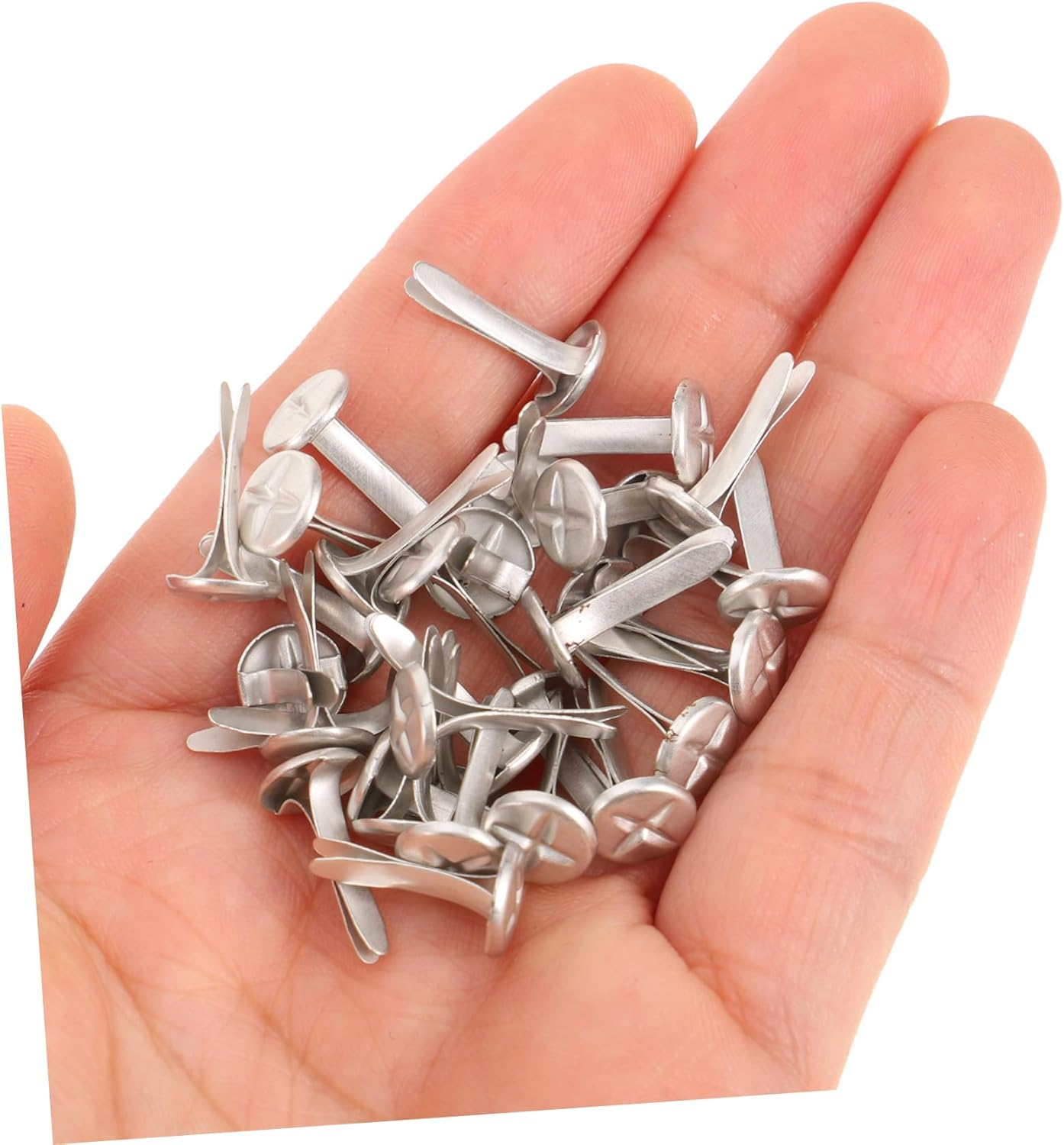 Housoutil 100Pcs Craft Brads Fastener round Flat Head for Paper for Boys and Girls Double Legs image number 3