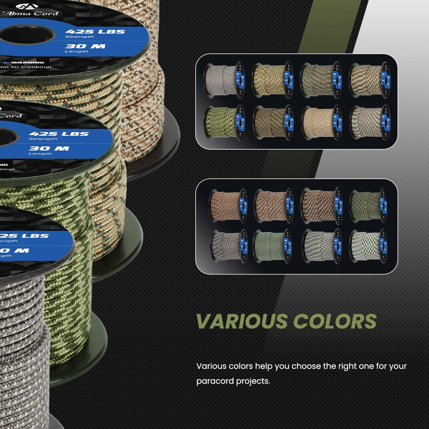 Abma Cord Paracord 3Mm 30M 100% Nylon Rope Type II 3 Strands Parachute Cord - Max. 192Kg (425Lbs) - White - Black image number 4