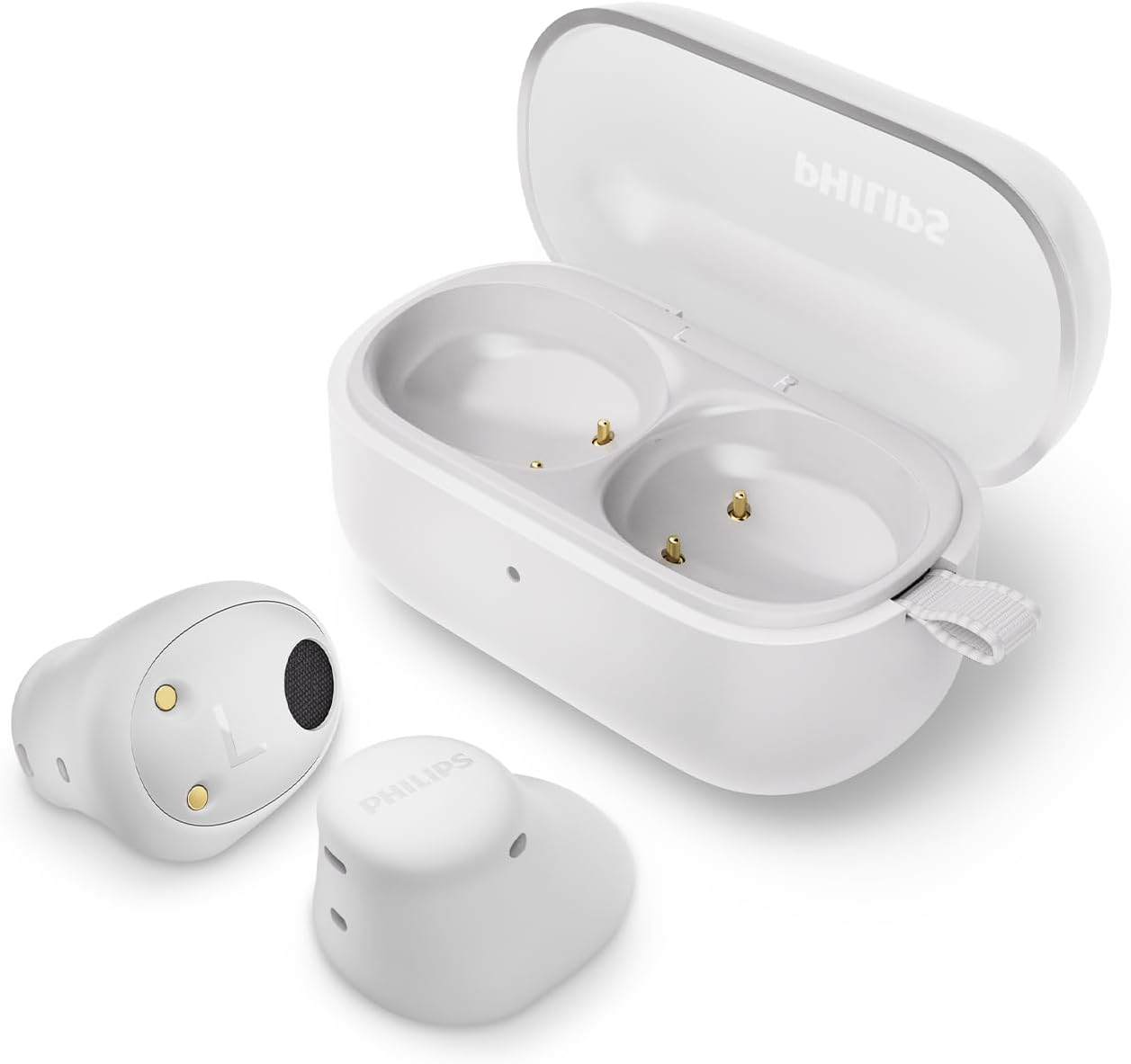 PHILIPS TAT2149WT Wireless Bluetooth Earbuds - Small Earbuds Great Value Natural Sound with Dynamic Bass, Clear Calls and Pocket Size Charging Case - White