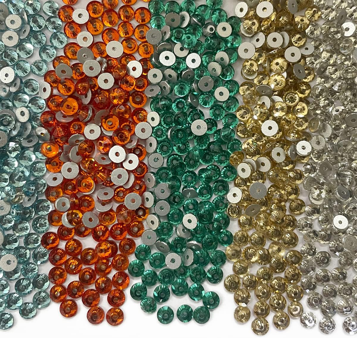Embroiderymaterial Sew on Crystals Centre Hole Flat 4MM round Glass Rhinestones Combo 720 Pieces 5 Color image number 1
