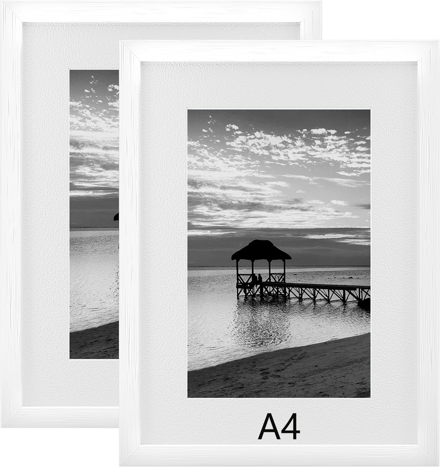 A4 Picture Photo Frames Set of 2, Versatile Shatterproof Photo Posters Certificates Frame for Home Store Office, Wall Horizontal Vertical Display, Black image number 1