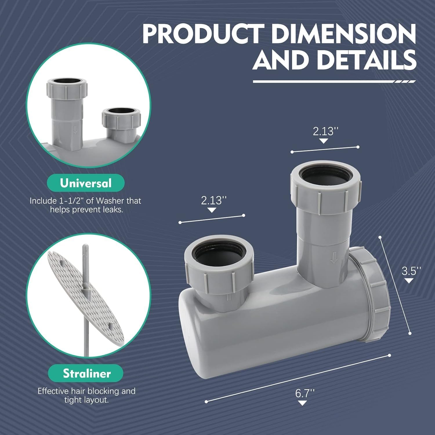 Lukloy 2Pack Professional Salon Hair Trap for Backwash Shampoo Bowl Sink, Universal PVC Catch All Hair P Trap Easy Clean image number 6