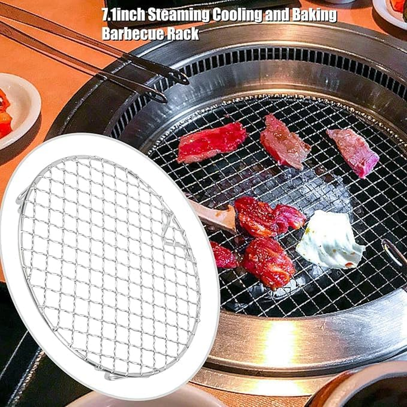Round Stainless Steel BBQ Grill Mesh, 2 Piece Stainless Steel Cross Wire Barbecue Grill Net with Legs, round Camping Fire Pit Grate Barbecue Mesh for Camping or Picnic image number 5