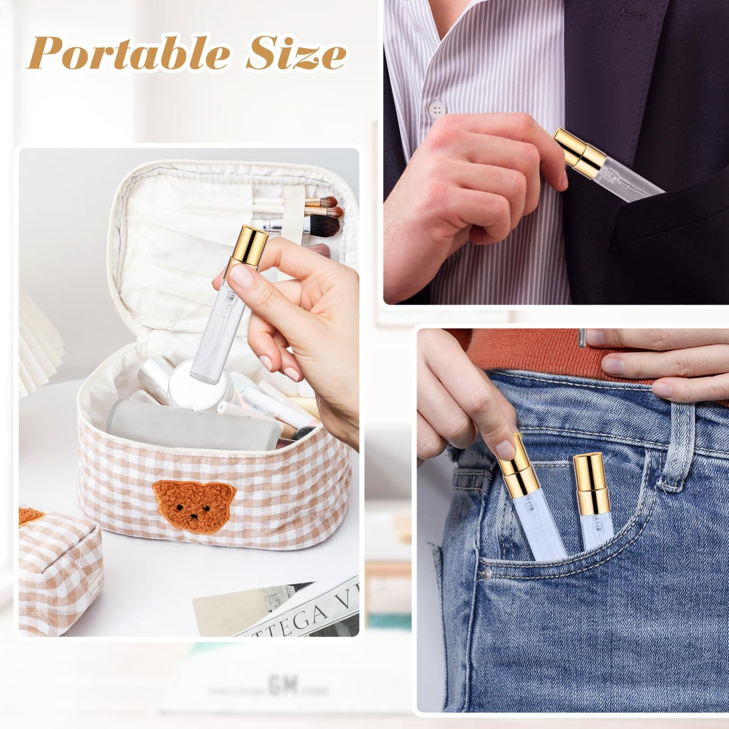 BOSMIOW 20Pcs 5Ml Clear Glass Mist Spray Bottle Refillable Mini Perfume Atomizer Empty Travel Sample Bottle with Golden Aluminized Nozzle Makeup Container for Perfume,Liquid,Air Fresheners image number 1