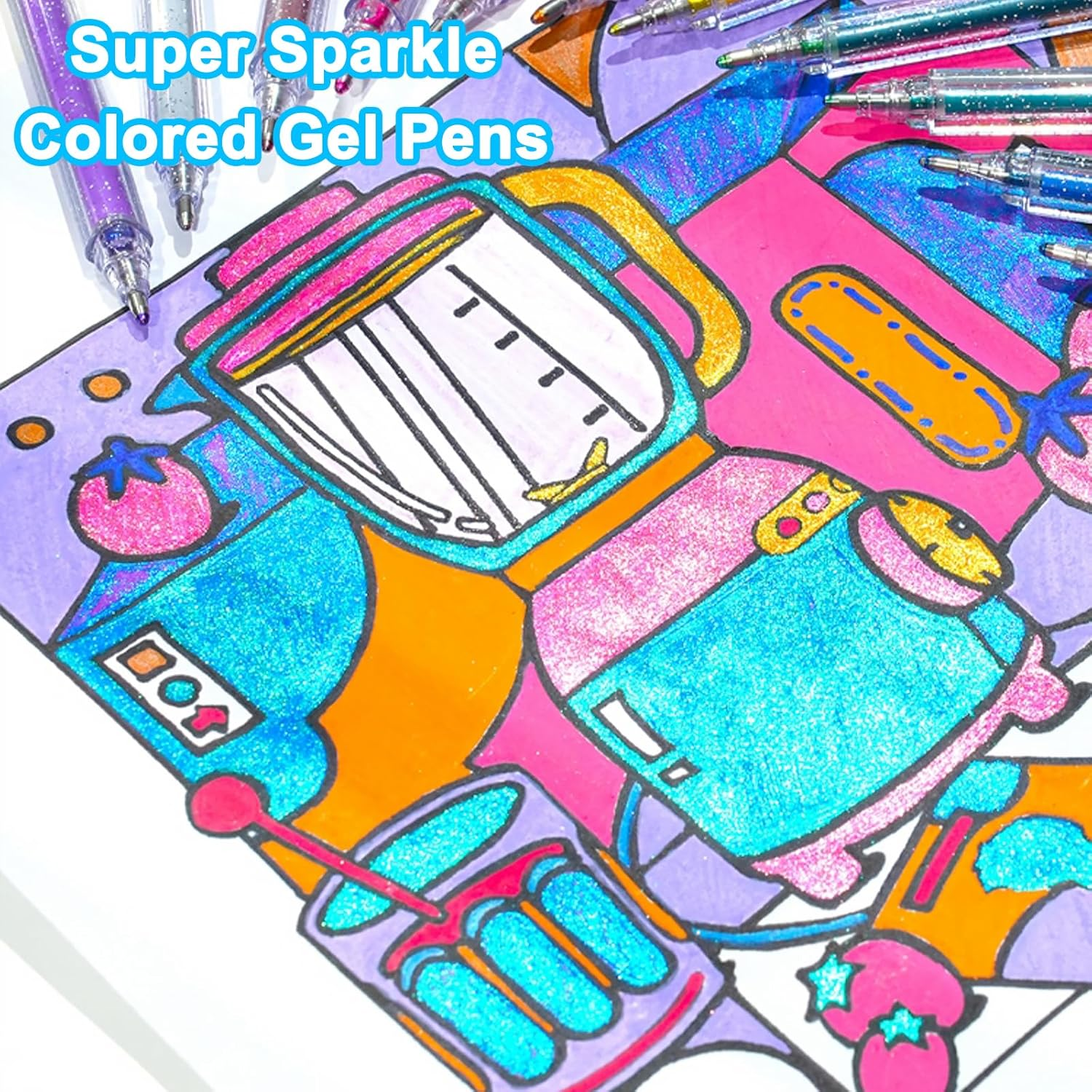 SAYEEC Glitter Gel Pens, 24 Colored Metallic Gel Pens Set, 1.0Mm Super Sparkle Gel Ink Pens, Art Glitter Paint Markers for Adult Coloring Books Scrapbook Journaling Drawing Doodling Note Taking Crafts - 24 Colors image number 1