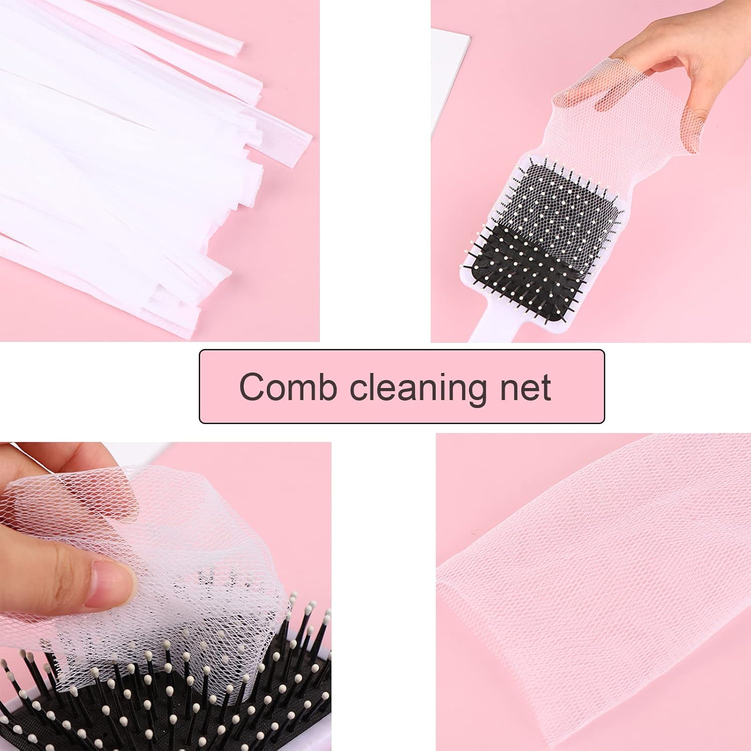 50 Pack Disposable Comb Cleaner Hair Removal Net Mesh Protection Bristle Protective Sheet Airbag Pet Pad for Removing Hair Dust - Comb Cleaner(2Black+2Pink) image number 2