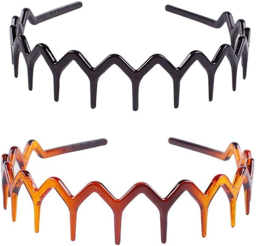 Zigzag Headband with Teeth for Women and Girls, Wavy Comb Plastic Zigzag Black Plastic Tooth Hair Accessories 2 Pack image number 5