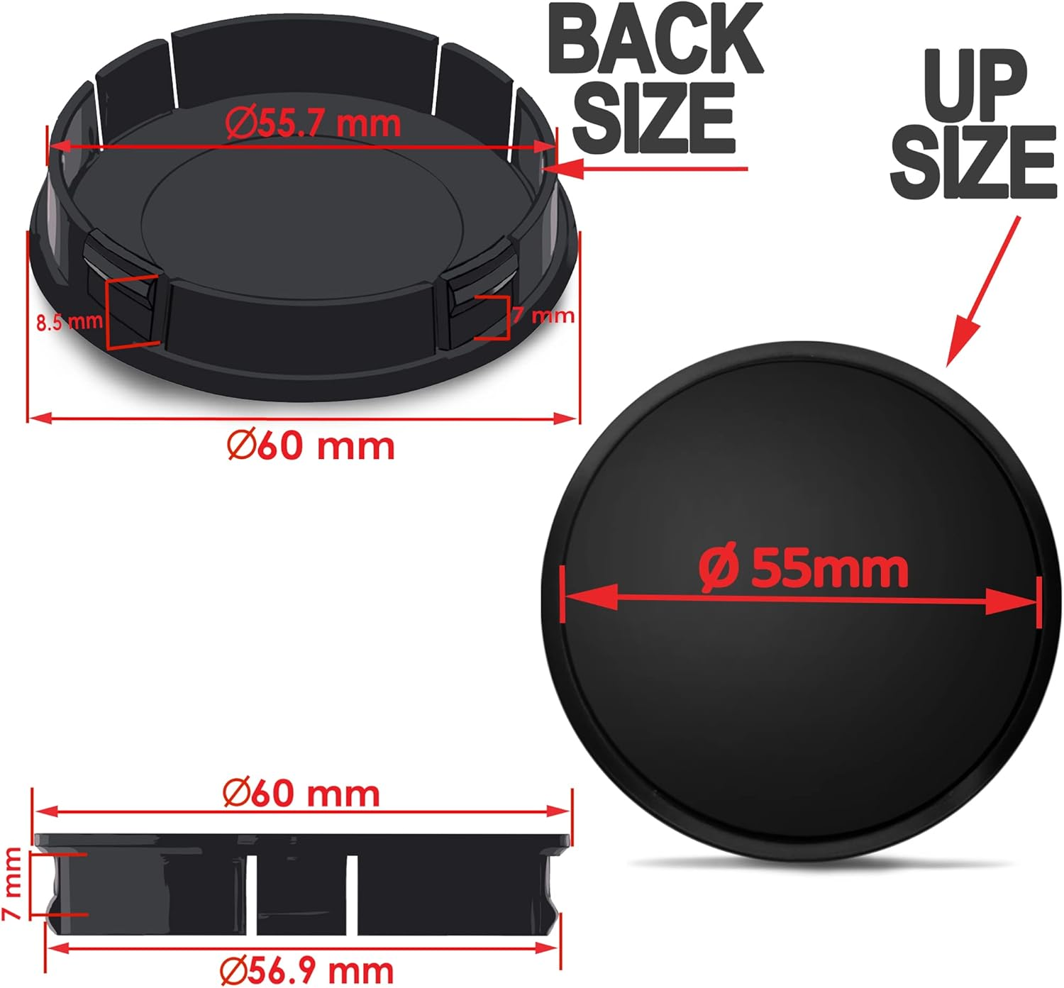 Skinoeu 4 X 60 Mm Universal Alloy Wheel Hub Caps Wheel Centre Caps Wheel Hub Caps USA Flag Silver CX 63 image number 1