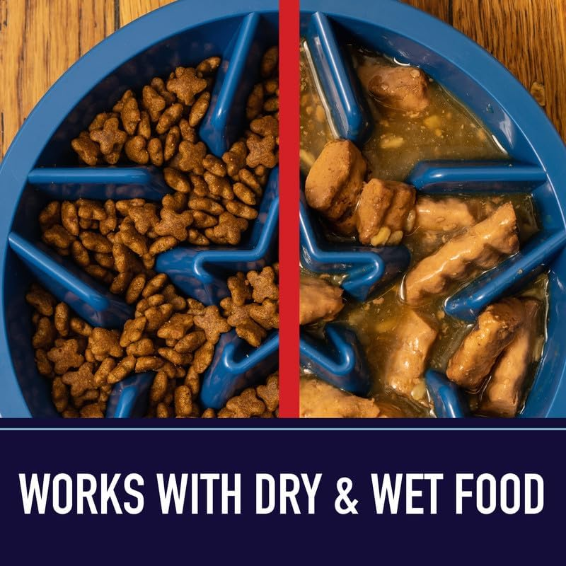 Leashboss Slow Feed Dog Bowl for Raised Pet Feeders - Maze Food Bowl Compatible with Elevated Diners (1.5 Cup - 6-6.25 Inch Feeder Holes, Blue) image number 4