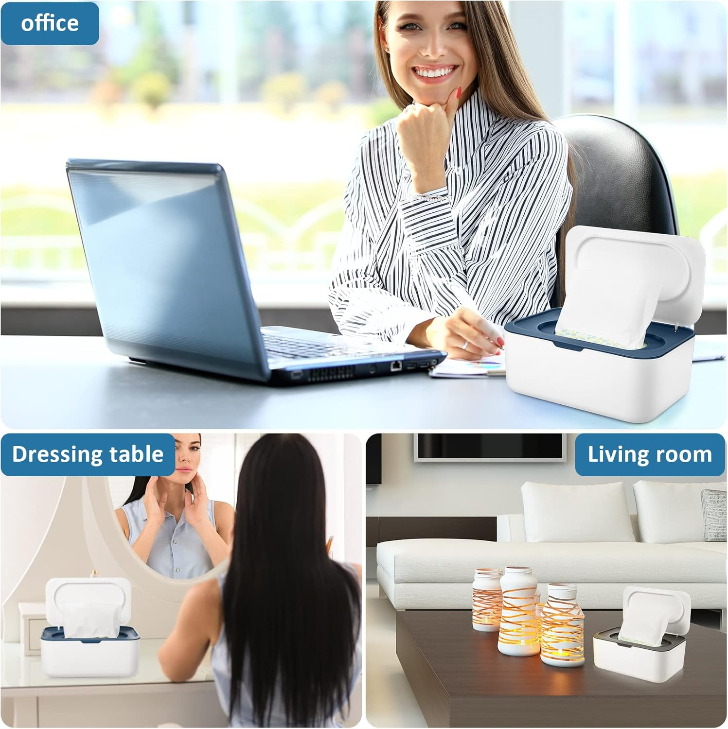 3 Pieces Baby Wipes Dispenser Baby Wipe Holder Container Case with Sealing Design Refillable Box Keeps Wipes Fresh Easy Open and Close for Bathroom Nursery image number 3