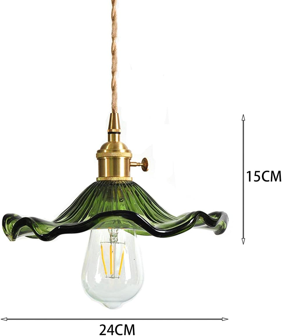 Green Modern Pendant Light Glass Pendant Lamp Shade E27 Pendant Ceiling Lights Bulb Industrial Ceiling Light Pendant Lights for Dining Table Dining Room Living Room Cafe (Green)